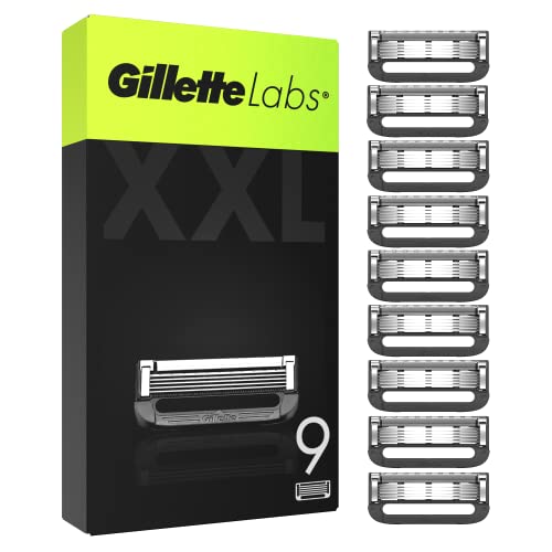 Gillette Labs Razor Blades Men, Pack Of 9 Razor Blade Refills, Compatible With GilletteLabs With Exfoliating Bar And Heated Razor