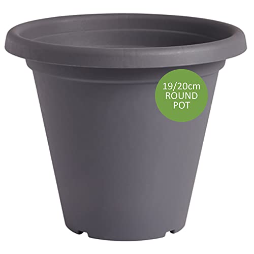 Clever Pots Plastic Plant Pot, 19/20cm Outdoor Or Indoor Plant Pot With Drainage Holes, Lightweight & Weather Resistant Planter For Flowers And Plants, Ideal For Garden, Decking & Patios, Charcoal