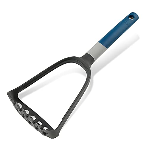 Tasty Plastic 2 In 1 Potato Masher And Spaghetti Spoon, Mashed Potato Tool And Spaghetti Server Made Of 2H Material, Dishwasher Safe, Dimensions: 19 X 11 Cm, Colours: Cool Dark Blue And Grey