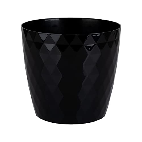 Flower Pots, Round Choice Of 9 Colours, Many Sizes Plant Holder ,crystal Structure ,HQ Plastic (12 Cm, Black Crystal)